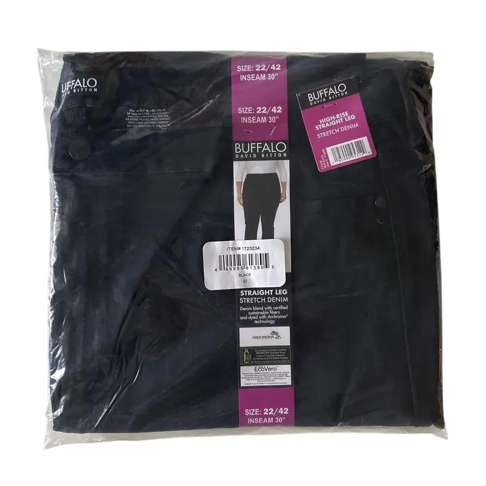 Buffalo David Bitton Womens Black Straight Leg Stretch Jeans Waist is 22 XXXL - Picture 7 of 7